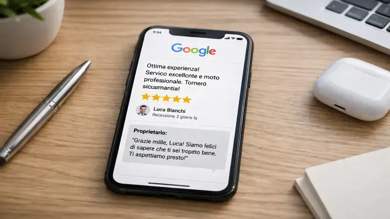 Agente AI che risponde automaticamente a una recensione Google da quattro stelle senza commento