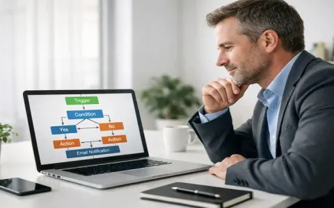 Imprenditore che organizza ruoli aziendali e automazione dei processi per lavorare meglio