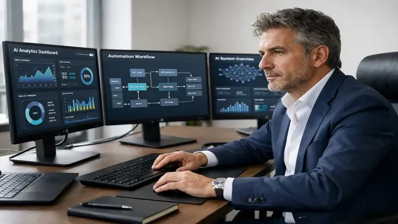 Imprenditore PMI italiano che valuta l'adozione dell'intelligenza artificiale in azienda